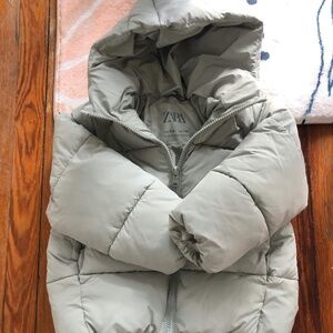 Girl's Zara Coat Brand New With Tag Sage Mint Green Hooded Sz 8 - 9